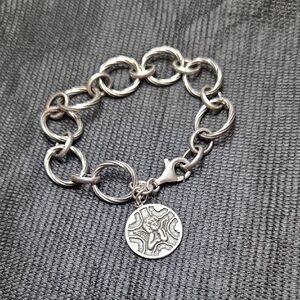 Retired Silpada Sterling Silver Guardian Angel & Heart Charm Bracelet B1959